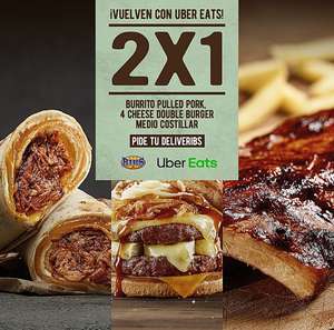 2x1 en Burrito Pulled Pork,4 Cheese Double Burguer y Medio Costillar de Ribs pidiendo en Uber Eats