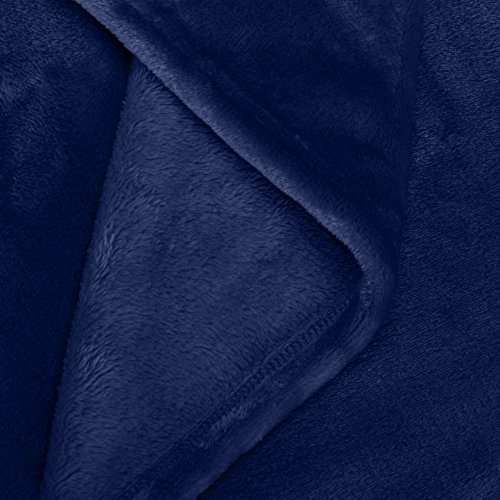 Amazon Basics - Manta, hecha de suave felpa - 229 x 229cm - azul marino