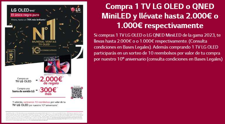 Lg celebra su 10º aniversario líder de ventas OLED, hasta 2.000€ de devolución directa (monitor Tv Lg OLED Flex 42LX3Q6LA)