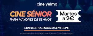 MARTES cine a 2€ para mayores de 65 años en cines YELMO. Llévate 1L de aceite gratis presentando ticket de 30€