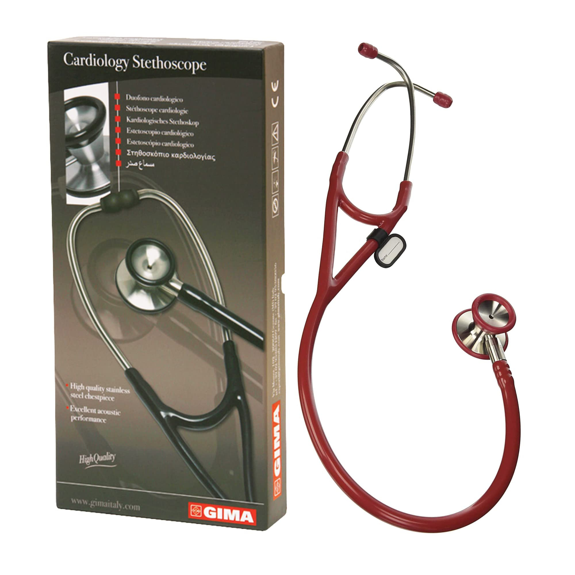 Gima - Estetoscopio clásico de cardiología con cabezal de acero inoxidable, membrana de alta sensibilidad.
