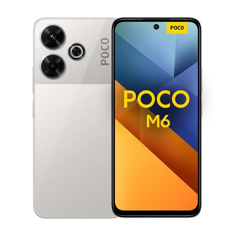 Xiaomi Poco M6 Smartphone de 6+128GB,Pantalla AMOLED de 6.79” 90Hz FHD+,MediaTek Helio G91-Ultra,Cámara de 108MP,5030 mAh,Plata (Versión ES)