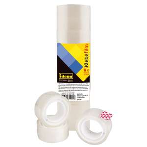 Pack de 8 rollos de lámina adhesiva (celo) transparente (19 mm x 10 m)