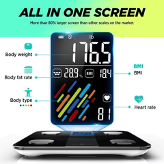 Báscula de Baño Inteligente con pantalla VA extragrande para visualizar 15 Métricas -Precisión Pantalla Grande-Embalaje Deteriorado