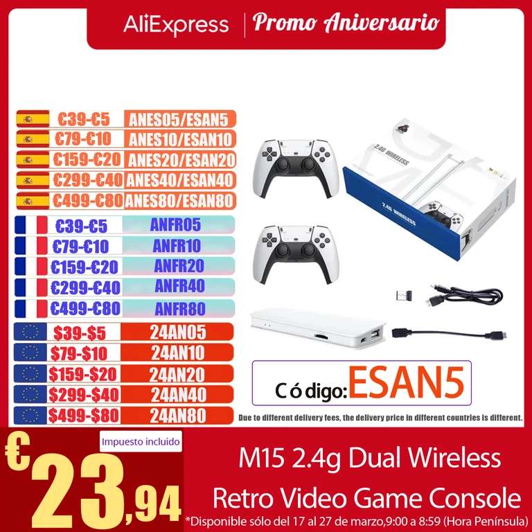 Consola de videojuegos Retro M2(20.18€) ,M15 (25.67€)
