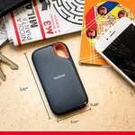 SanDisk Extreme de 2 TB SSD NVMe portátil , USB-C, resistente al agua y al polvo, Color Negro