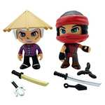 Pinypon Action - The Ninja Sensei & Kohai, 2 figuras de acción ninja, muñeco maestro y aprendiz, con 6 accesorios de juego
