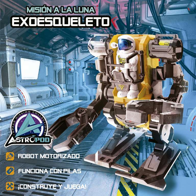 Educa - Misión a la Luna; Exoesqueleto; Construye, Juega y Observa como tu Robot Cobra Vida Gracias a su Motor a Pilas, +6 Años