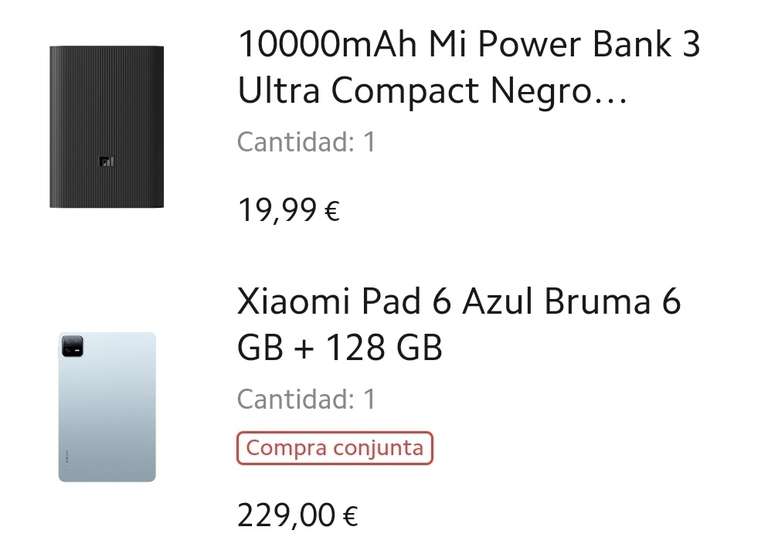 Xiaomi Pad 6 [6Gb 128Gb] + Powerbank (172€ con Mi Points)