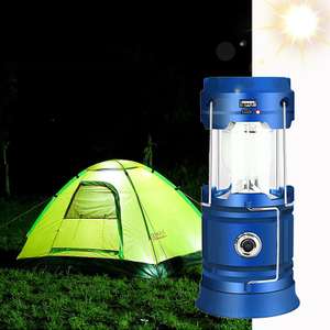 Lámpara camping azul, recargable solar o USB