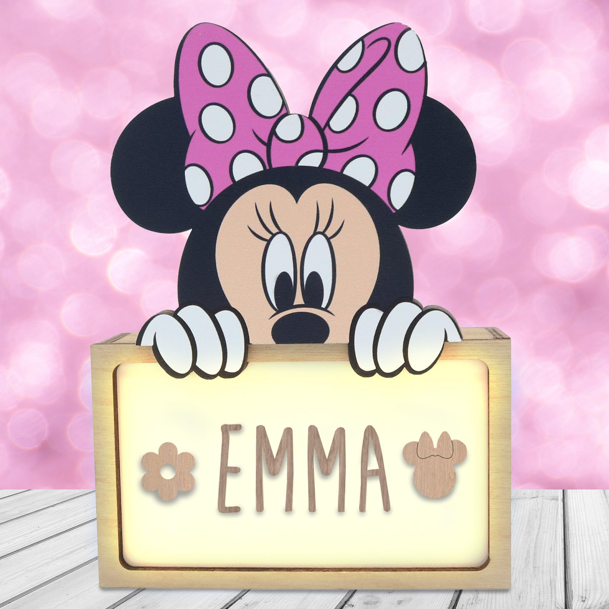Disney Lámpara Minnie Mouse Personalizable Infantil (Incluye Letras) - Luz Nocturna Infantil Quitamiedos (Reaco - Como Nuevo)