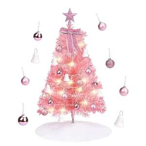 Mini árbol de navidad rosa, 60Cm, con luces Led y adornos decoracion navidad
