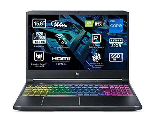 Acer Predator Helios 300 PH315-54 NVIDIA GeForce RTX 3060 15.6" IPS Full HD 144 Hz, Gaming Laptop (Intel Core i7-11800H, 32GB RAM, 1TB SSD