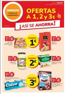 Ofertas a 1, 2 y 3€ en supermercado Consum
