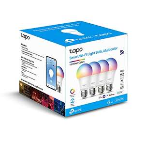 TP-Link Tapo L530E 4-Pack - Bombilla LED inteligente Wi-Fi, multicolor, regulable, E27, 8.7 W 806 lm, compatible con Alexa y Google Home