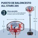 Hudora Soporte de Baloncesto All Stars 205 - Canasta de Baloncesto Ajustable en Altura