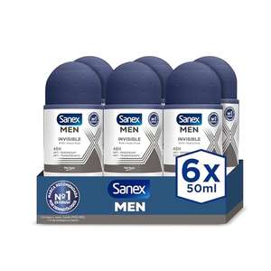 Sanex Men Dermo Invisible Desodorante Roll-On para Hombre, Pack 6 Uds x 50ml