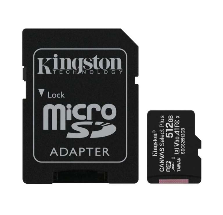 Tarjeta MicroSD kingston 512gb clase 10 hasta 100MB/s