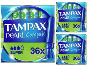 72 Tampax Compak Pearl Super Tampones Con Aplicador. Comodidad, Protección Y Discreción, 3x 36 Uds [4'62€/pack-0'128/ud] (+ en descripción)
