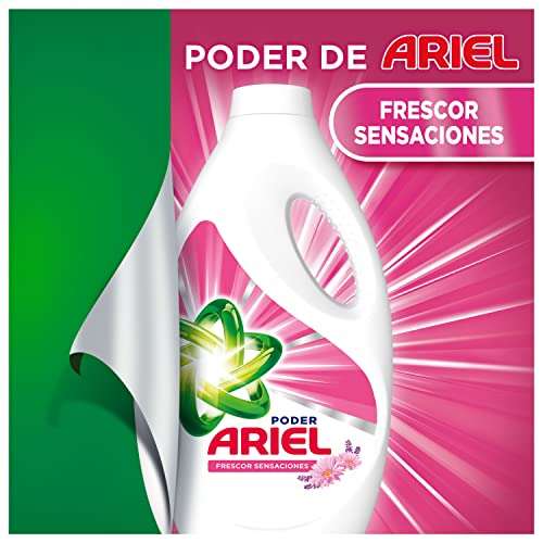 Ariel Detergente Lavadora Liquido, 160 Lavados (4x40), Jabon Frescor Sensaciones, Limpieza Mejorada en Ciclos Mas Frios