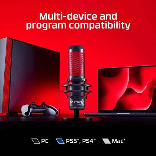 HyperX HX-MICQC-BK QuadCast: micrófono independiente para streamers, creadores de contenido y jugadores PC, PS4, PS5 y Mac,