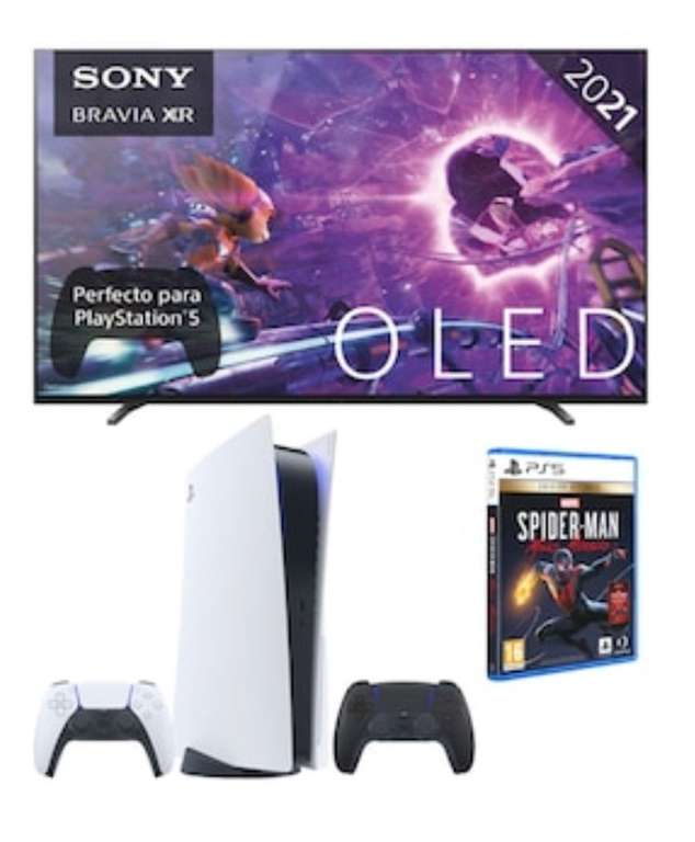 TV Sony Bravia XR OLED 165,10 cm (65") XR-65A84J, 4K HDR + Pack PLAYSTATION 5 + DualSense Wireless Controller + Juego Spiderman