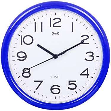 Trevi OM 3301 - Reloj de pared silencioso de 25,5 cm de diámetro con maquinaria de cuarzo, color azul