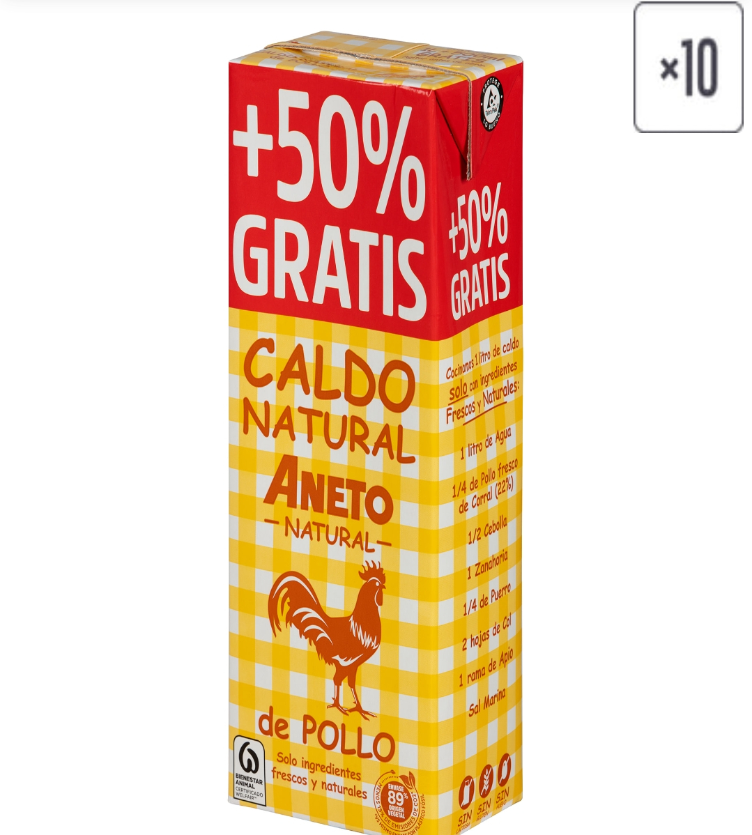 15 LITROS ANETO Caldo natural de Pollo, Pescado o Verduras 10x1,5 L -