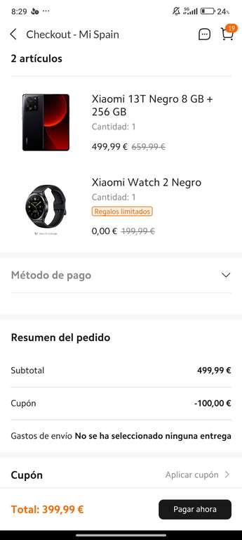 Xiaomi 13T (8gb 256gb) + Reloj Xiaomi Watch 2. ESTUDIANTES. (Con mi points 319€)