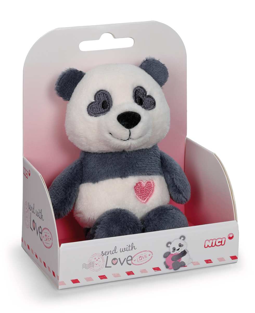 NICI Panda Love de Peluche de 12 cm en Caja de Regalo, Rosa Fucsia, Suave muñeco, Adorable Animal para abrazarlo y Jugar