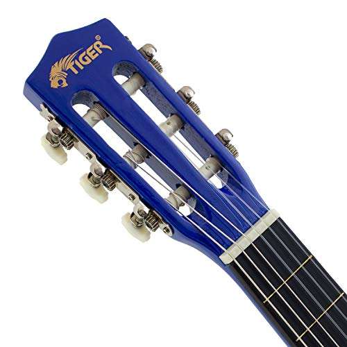 Kit de Guitarra clásica (tamaño 1/2), color azul, funda, pua y afinador