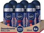 NIVEA MEN Dry Impact - Desodorante Antitranspirante para Hombre Roll-on - 72h de Protección Fiable contra el Sudor - Pack de 6 x 50 ml