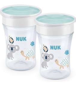 2 vasos NUK Magic Cup vaso antiderrame bebe | Borde a prueba de derrames de 360° | +8 meses | Sin BPA | 230 ml