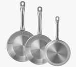 Well Home Sartenes Ø20Ø22Ø24cm en Acero inoxidable, Aptas para inducción y SIN antiadherente