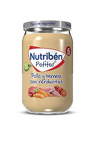 Nutribén Potitos De Pollo Y Ternera con Verduritas Desde los 6 Meses, 6 x 235g
