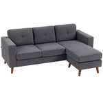 Sofá Chaise Longue Reversible de 3 Plazas Tapizado en Pana 192x137x84cm - Desde España