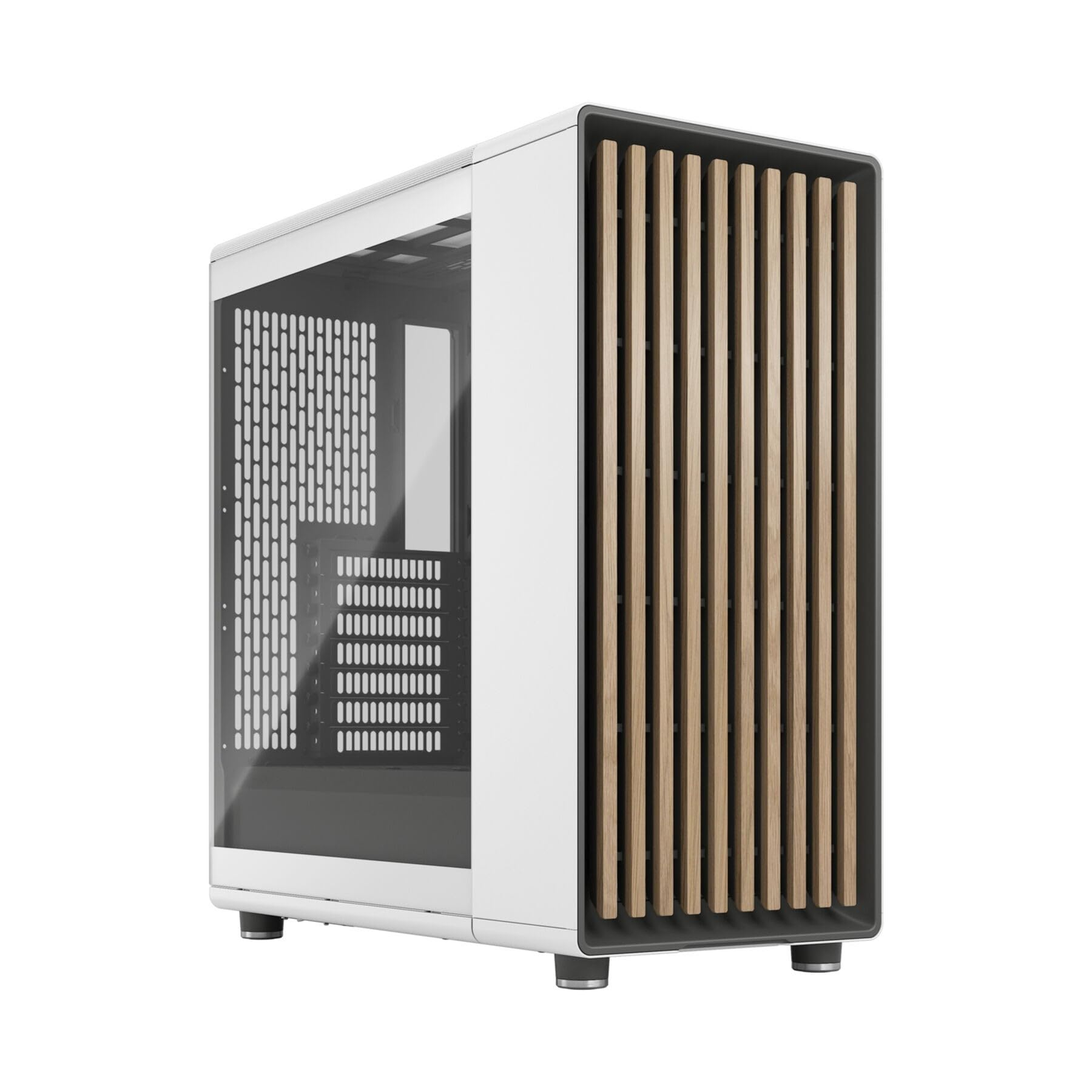 Fractal Design North Chalk White Tempered Glass Clear - Frente de Madera de Roble