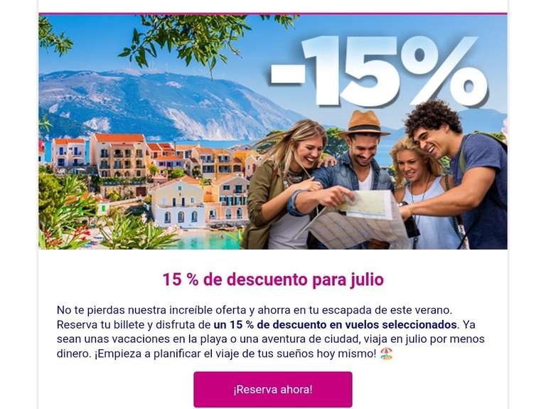 15% descuento extra en vuelos Wizz air