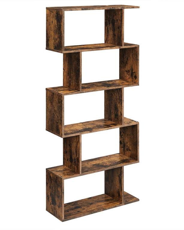 VASAGLE – Biblioteca de 5 Niveles Efecto Madera Rústica