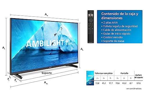 Philips Full HD Ambilight TV|PFS6908|32 Pulgadas|LED FHD TV|60 Hz
