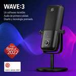Elgato Wave:3 - Micrófono condensador USB profesional prémium para streaming, podcasts, juegos, oficina en casa, software mezclador gratis.
