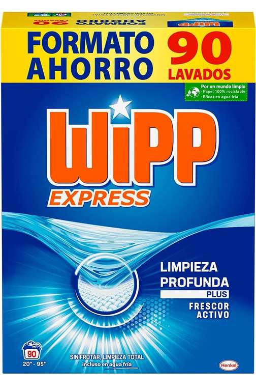 Wipp Express Detergente Polvo Azul para Lavadora, 90 Lavados