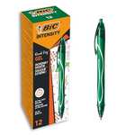 BIC Gel-ocity Quick Dry Bolígrafos de Gel, punta media (0,7mm) - Verde, Caja de 12 Unidades retráctil con tinta de secado ultrarrápido