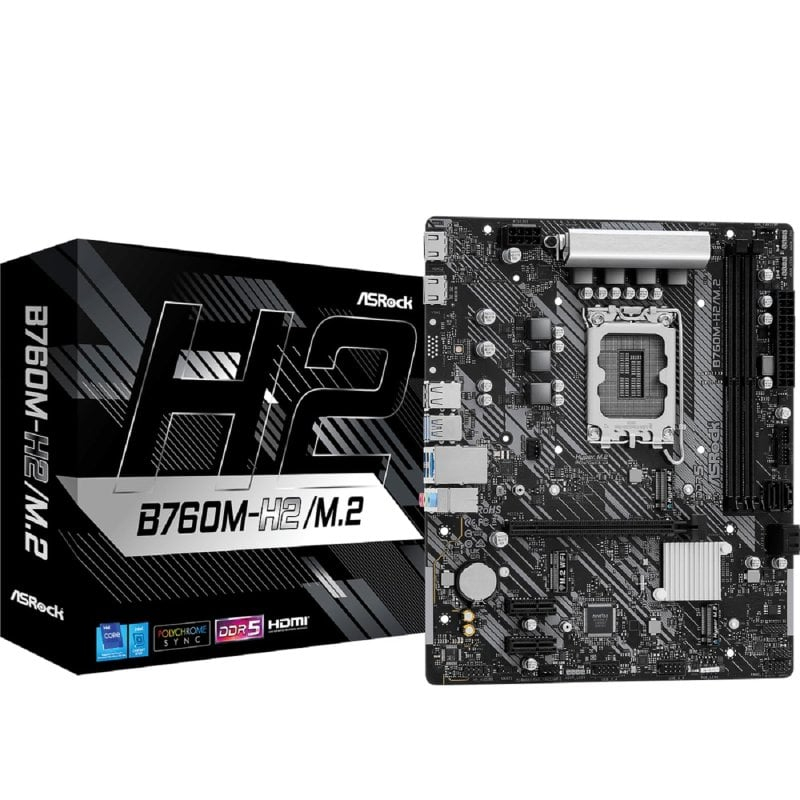 Asrock B760M-H2/M.2 | Micro-ATX LGA1700 | Chipset Intel B760 | DDR5 | PCIe 4.0 | red LAN 2.5G | doble salida HDMI | 2 ranuras M.2 NVMe