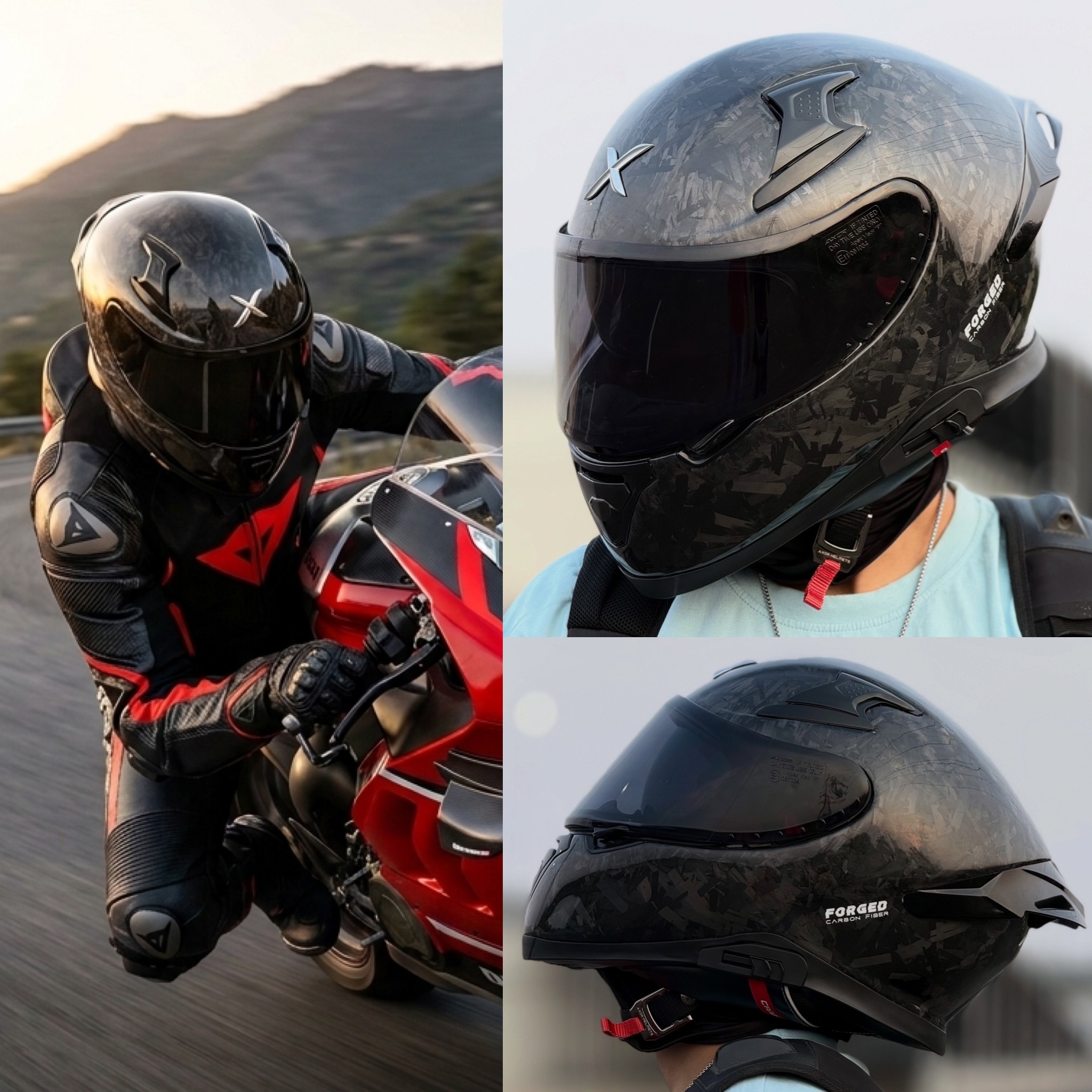 Casco de moto AXOR Apex | CARBONO forjado | ECE22.06 | Con PinLock | DD | Tallas de S a 2XL
