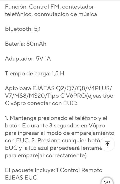 Mando Bluetooth EJEAS (para intercomunicador para moto)