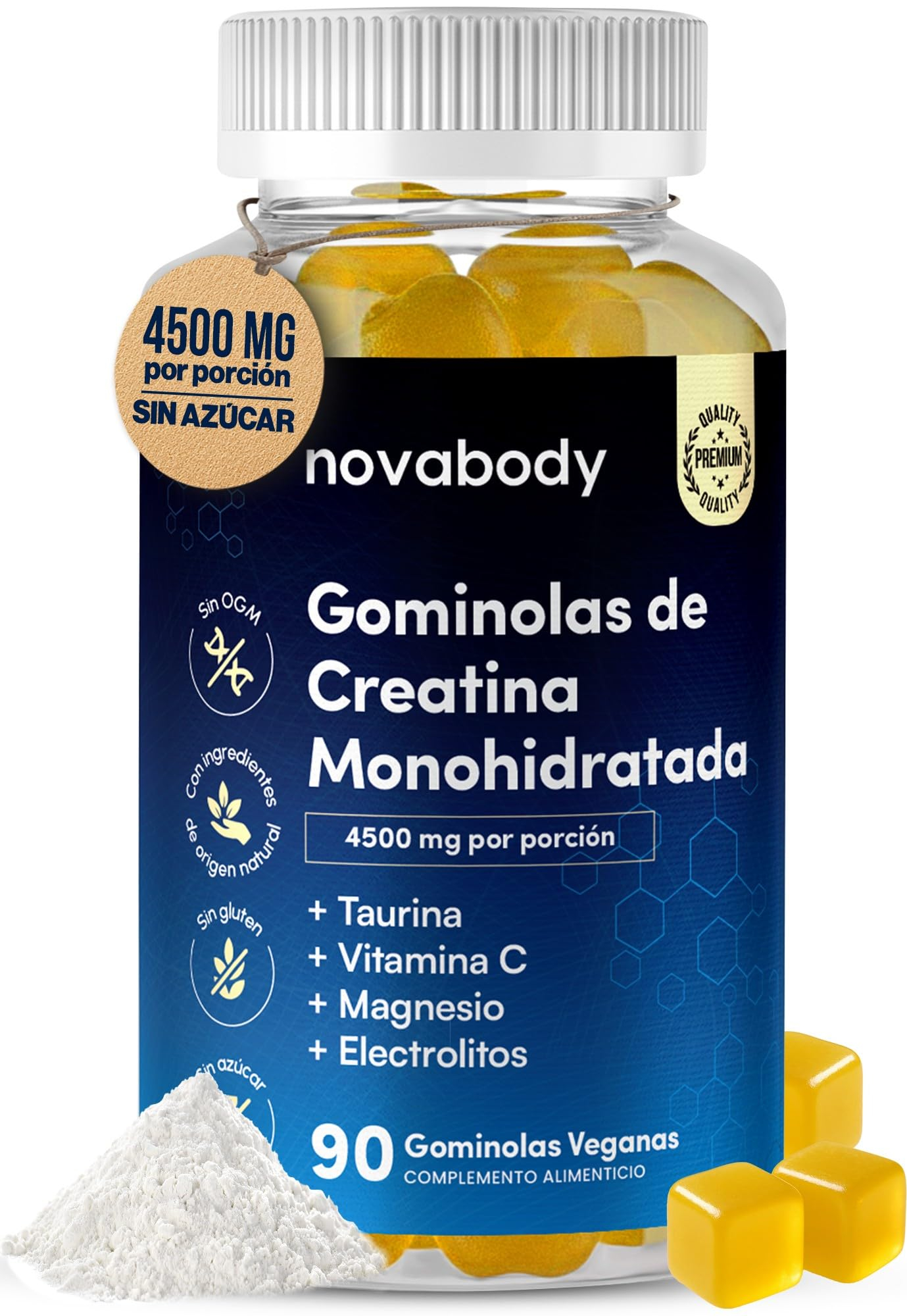 Gominolas de Creatina Monohidrato 4500mg Con Taurina Magnesio y Vitamina C - Mejora la Fuerza Energía Recuperación y Rendimiento Muscular