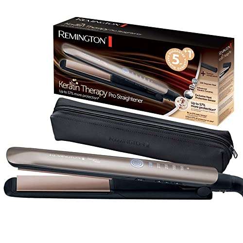 Remington Plancha de Pelo Profesional Keratin Therapy Pro - Cerámica,  Queratina, Aceite Almendras, Digital, 5 Ajustes Temperatura » Chollometro