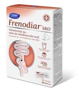 FRENODIAR SRO | Con Diosmectita + SRO (sales rehidratantes orales) | Apto a partir de 3 años | Sabor fresa | 9 Sticks | 3 tomas al día