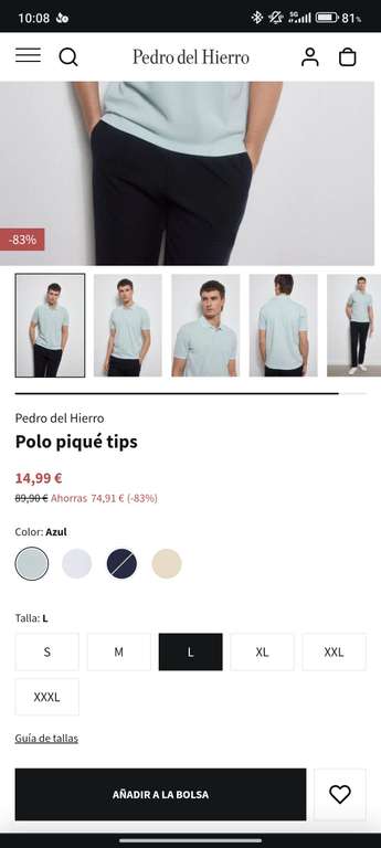 Polo PEDRO DEL HIERRO en varias tallas y colores a 14.99 en Pedro del ...